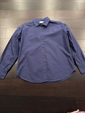 Julia Amory Carolyn Poplin button Down Shirt in Peacoat